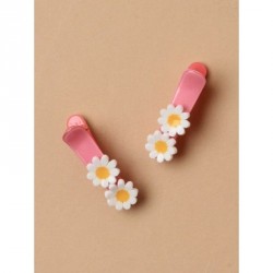 Hair Clips - Card of 2 small white daisy motif coloured...
