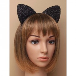 Headband - Black sparkly cat ears on a fabric covered...