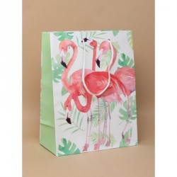 Gift Bag - Size : H23xW18xD9cm Pink flamingo print gift...