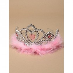 Tiara - Plastic Silver Tiara with Fur Trim In Pink Lilac...