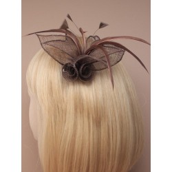 Fascinator Clip & Pin - Mesh net flower and feather...