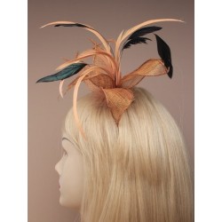 Fascinator Clip & Pin - Mesh flower and feather...