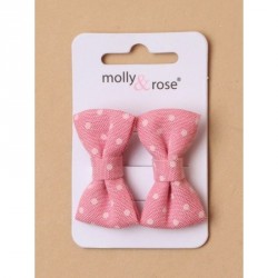 Hair Clips - Card of 2 cotton fabric polka dot bow 35cm...