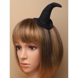 Headband - Black glitter witches hat on a black satin...