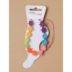 Anklet - Bright coloured embroidered daisy chain on a...