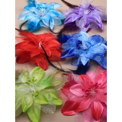 Fascinator Clip & Pin - Bright coloured flower and...