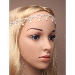 Stretch Headband -  Crystal diamante and pearl bead brow...