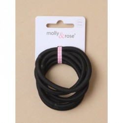 Hair Elastics - Card of 6 Thick black 5mm soft stretch...