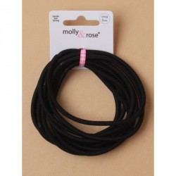 Hair Elastics - Card of 10 extra long black elastics 7cm...