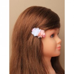 Hair Clips - Double chiffon flower ruffle on a 5cm forked...
