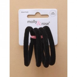 Hair Elastics - Card of 4 Black soft velvet snag free...