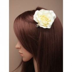 Hair Clips - Large cream coloured fabric rose on a 45cm...