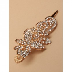 Hair Clips - 12cm Gilt crystal flower beak clip