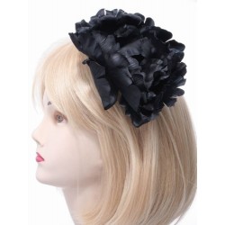 Fascinator Clip & Pin - large black fabric flower on a...
