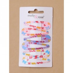 Sleepies Hair Clips - Card of 6 Pastel coloured florla...