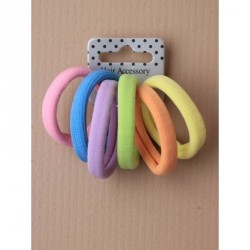 Hair Elastics - Card of 6 Pastel coloured Jersey fabric...