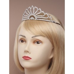 Tiara - Vintage plated flaired crystal tiara in a cream...