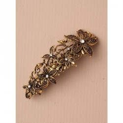 Barrette Hair Clip - 10cm Antique gilt crystal filligree...