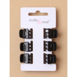 Hair Clamp - Card of 6 curved top black mini clamps