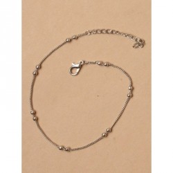 Anklet - Fine silv anklet chain with silv bead...