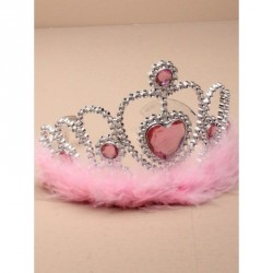 Tiara - Silv Plastic Tiara with pink heart and pink...
