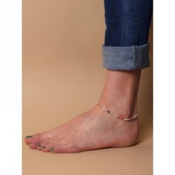 Anklet - Adjustable cord anklet with multi coloured seed...