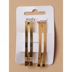 Barrette Hair Clip - Card of 2 Gilt 6cm Barrette slides