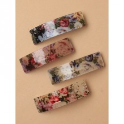 Barrette Hair Clip - 9cm Floral Print Acrylic Barrette in...