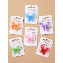Hair Clips - Small 4cm coloured net butterfly on a beak...