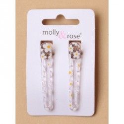 Hair Clips - Card of 2 transparent 5cm beak clips with...