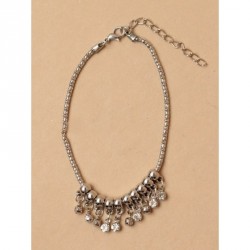 Anklet - Silv anklet chain with cascaiding diamante...