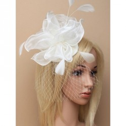 Fascinator Headband -  Cream Chiffon fabric flower with...