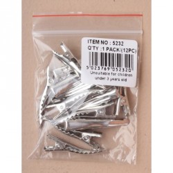 Crocodile clips - 35cm Silv crocodile clip Bag of 12