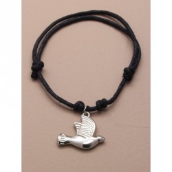 Bracelet - Double row coloured corded bracelet with Silv...