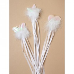Dress Up Wand - White ribbon wand with heart, star,...