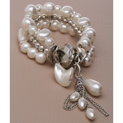 Pearl Charm Flexi-Bracelet triple row