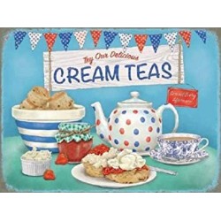 Metal Sign - New Delicious Cream Teas enamel style tin...