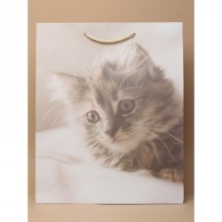 Gift Bag - Size : H32xW26xD10cm  White gift bag with Cat...
