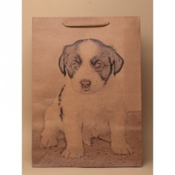 Gift Bag - Size : H33xW24xD8cm Dog print on brown kraft...