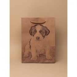 Gift Bag - Size : H20xW15xD6cm Dog print on brown kraft...