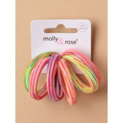 Hair Elastics - Card of 6 striped jersey fabric endless...