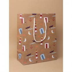 Gift Bag - Size : H23xW18xD9cm   Nautical themed printed...