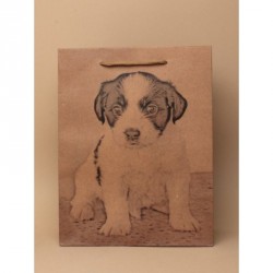 Gift Bag - Size : H24xW19xD8cm Dog print on brown kraft...