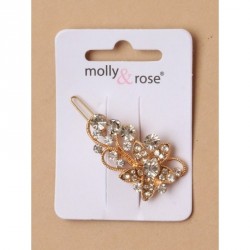 Hair Grip Slides - 5cm Gilt crystal flower hairslide