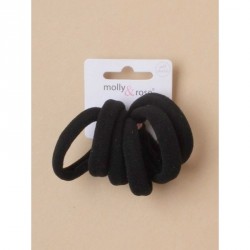 Hair Elastics - Card of 6 Thick black Jersey fabric...