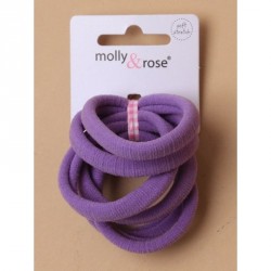 Hair Elastics - Card of 6 thick Lilac jersey fabric...