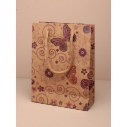 Gift Bag - Size : H20xW15xD6cmPurple flowers ,  butterfly...