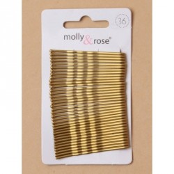 Hair Grip Slides - Card of 36 Gold ,  Blonde enamel 45mm...