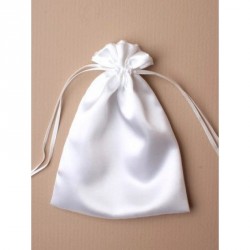 Gift Bag - Size : 18x13cm  White satin fabric drawstring...