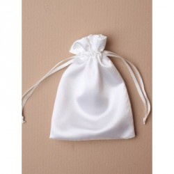 Gift Bag - Size : 13x10cm  White satin fabric drawstring...
